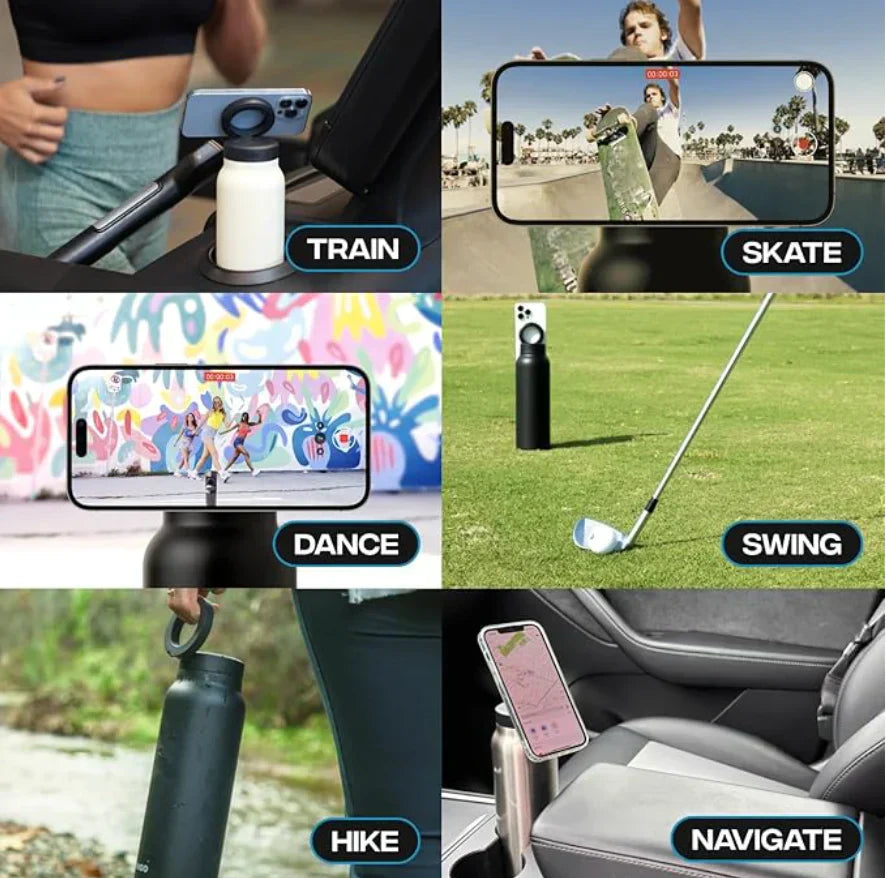 Bouteille d'eau avec support de téléphone